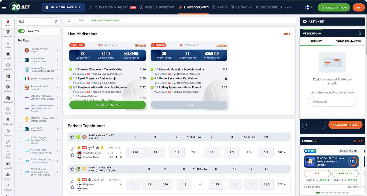 20Bet Vedonvälittäjä